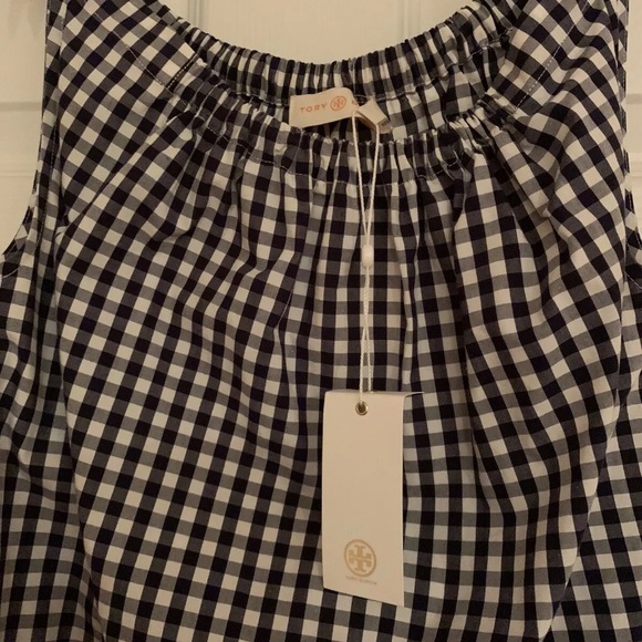 NWT TORY BURCH Tory navy and white gingham romper size 2 - Picture 2 of 14